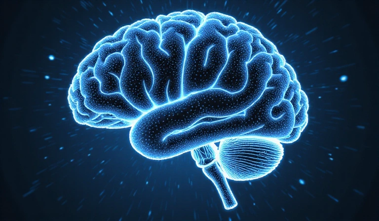 Representación de un cerebro humano estilizado con conexiones de red, simbolizando la inteligencia artificial y el análisis de datos.