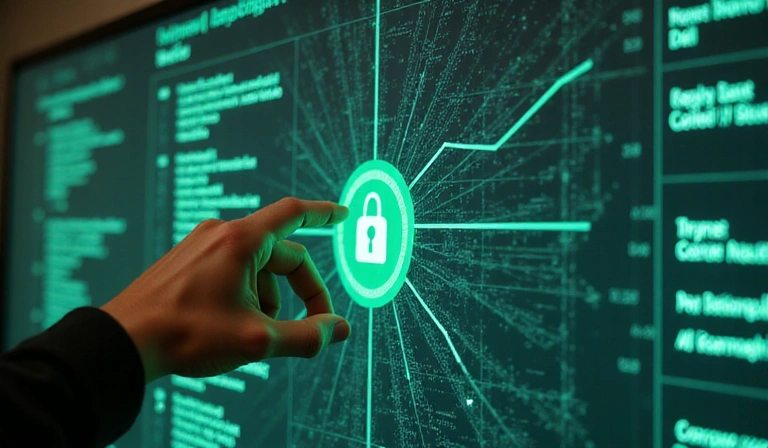 Representación visual de un usuario interactuando con una interfaz segura