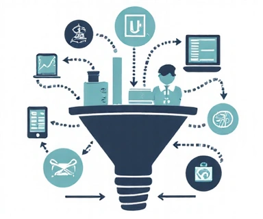 Icono representando la recopilación de datos de múltiples fuentes